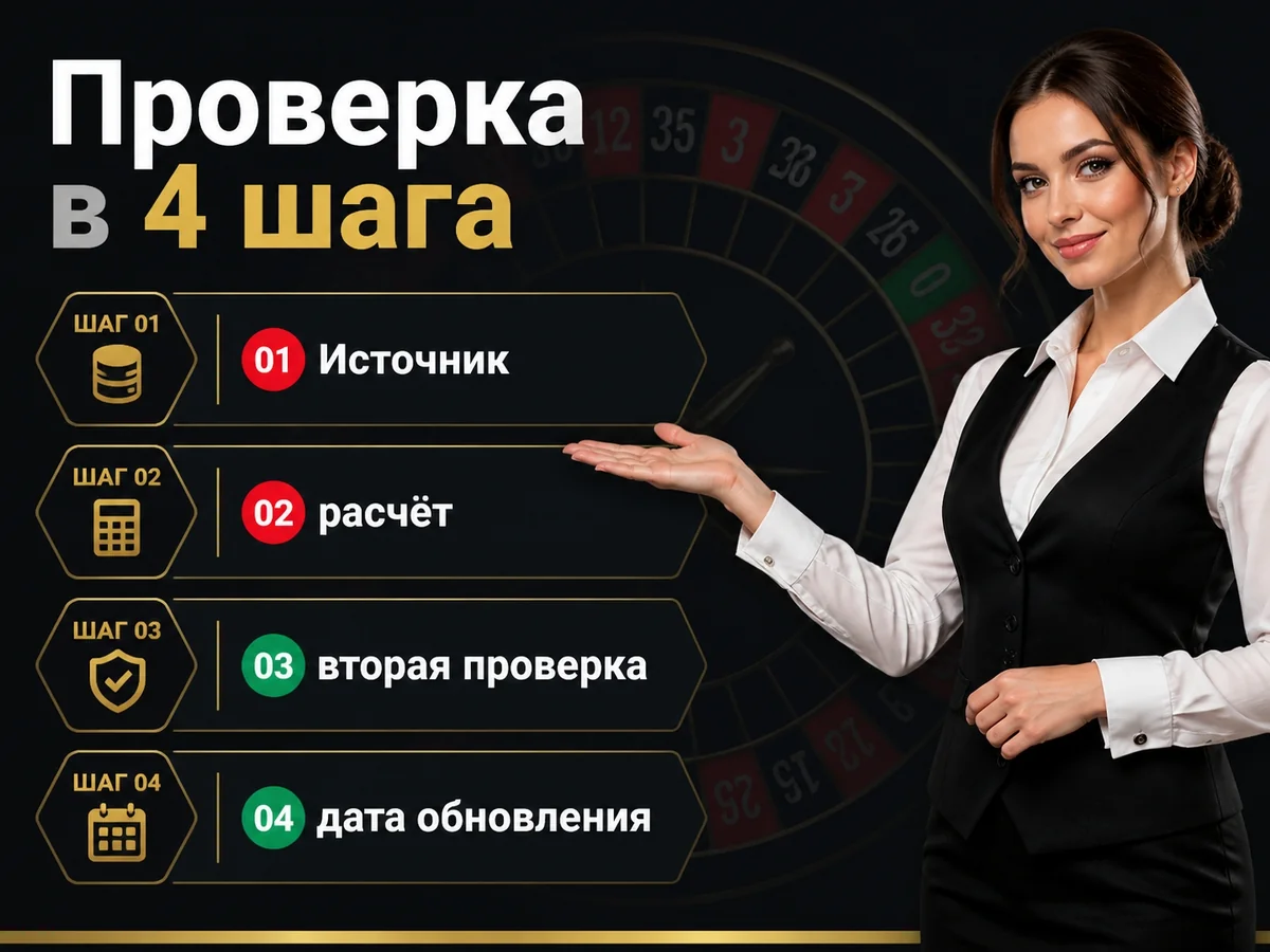 Схема «Проверка в 4 шага»: Источник — расчёт — вторая проверка — дата обновления