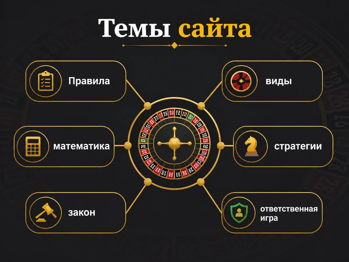 Схема «Темы сайта»: Правила, виды, математика, стратегии, закон, ответственная игра