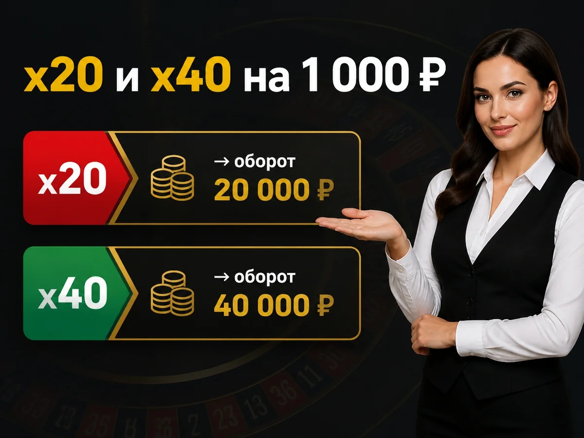 Схема «x20 и x40 на 1 000 ₽»: x20 — оборот 20 000 ₽, x40 — 40 000 ₽